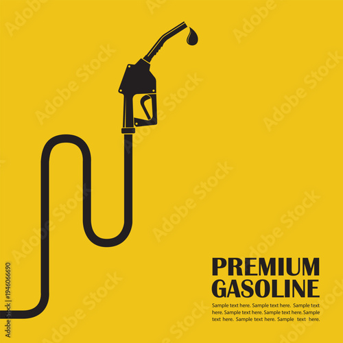 gasoline fuel pump nozzle poster isolated on yellow background