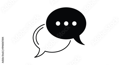 Black speech bubble icon with ellipsis representing conversation or communication