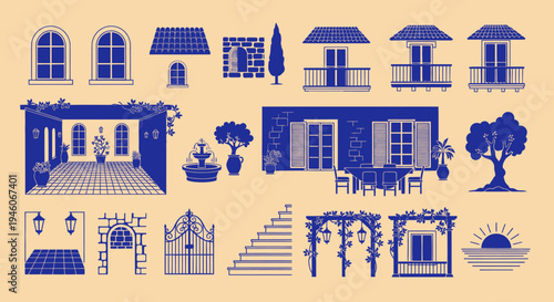 Mediterranean Architectural Elements Collection: Windows, Gates, Arches, and Balconies