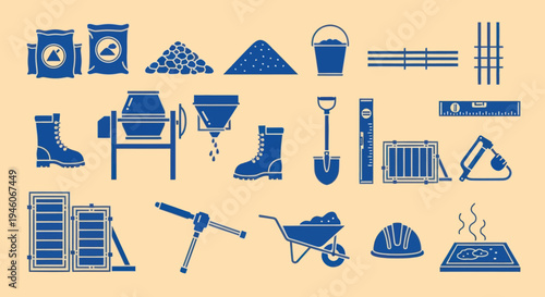 Construction Tools and Materials Icon Set