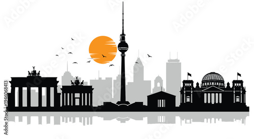 Berlin city skyline silhouette vector illustration