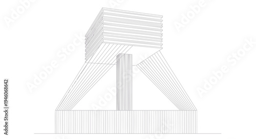 Vector illustration of a white 3D building structure