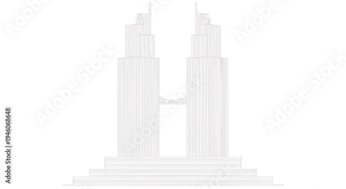 Vector illustration of a city skyline with two skyscrapers
