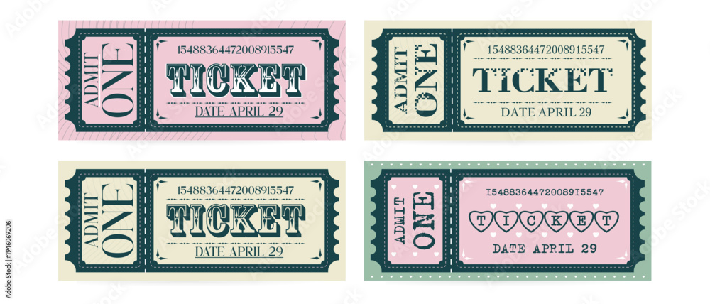 Obraz premium Retro Ticket Set Vintage Paper