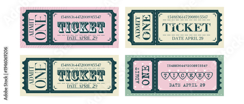 Retro Ticket Set Vintage Paper