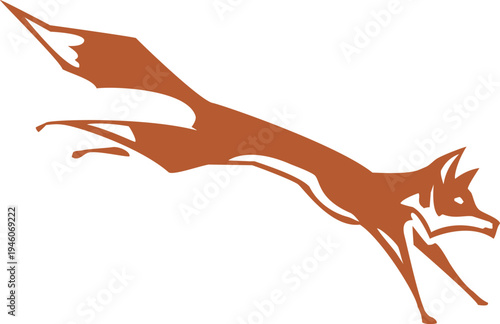 Red fox running in the snow