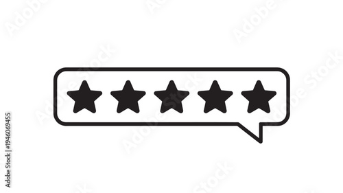 Five Star Rating Icon In Speech Bubble For Customer Review And Feedback Systems