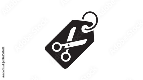 Price Tag Cut Icon with Scissors Discount Sale Symbol for Retail Promotion and Clearance Marketing