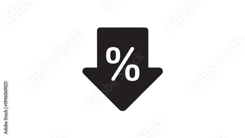 Discount Arrow Down Icon With Percentage Symbol For Price Reduction And Sale Promotion