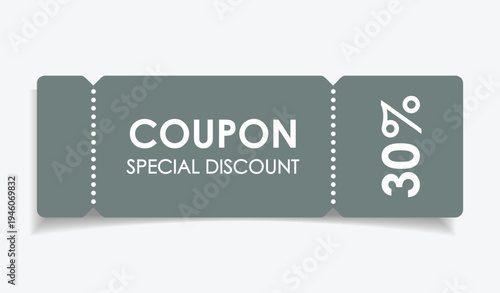 Sale coupon mockup. Sale flat template Ticket. For sale coupon. Minimalist coupon. Isolated background