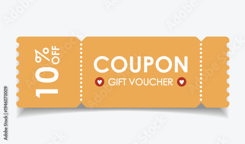 Sale coupon mockup. Sale flat template Ticket. For sale coupon. Minimalist coupon. Isolated background