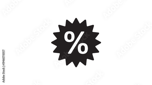 Discount Percent Sign Burst Badge Icon Isolated On White Background For Retail Sale Promotion