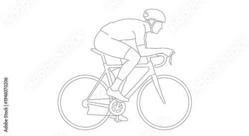 Line drawing of a cyclist riding a road bike in a dynamic pose