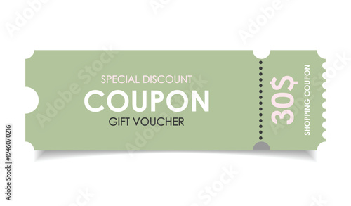 Sale coupon mockup. Sale flat template Ticket. For sale coupon. Minimalist coupon. Isolated background