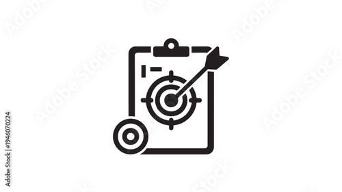 Business Goal Target Clipboard Icon With Dart Bullseye Strategy Success Concept Minimal Flat Vector Isolated On White