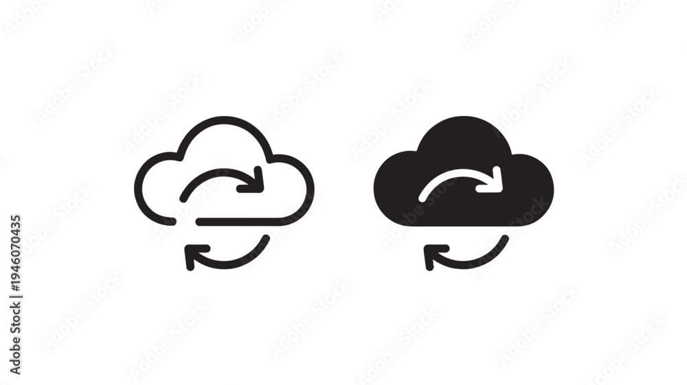 Obraz premium Cloud Synchronization Icon Data Sync Exchange Arrows Cloud Computing Storage Transfer Vector Isolated on White