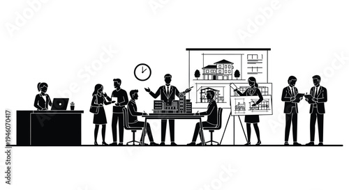 Set of business people working together vector