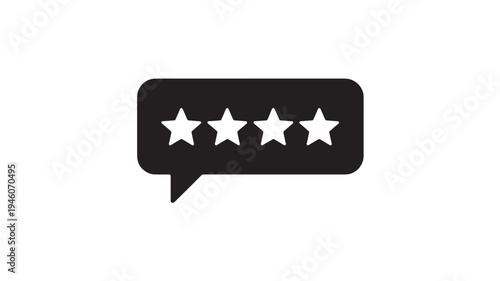 Five Star Rating Icon Customer Review Feedback Speech Bubble Evaluation Symbol Minimal Black Vector Isolated on White