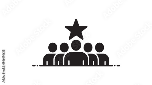 Leadership Team Icon with Star Above People Group for Business Excellence and Top Performer Concept