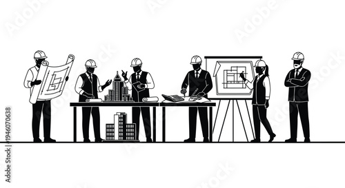 Set of 6 business people working together vector