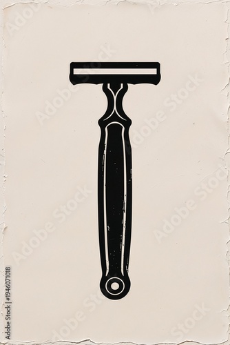Silhouette of Safety Razor on Light Background