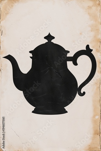 Black Teapot Silhouette on Light Background