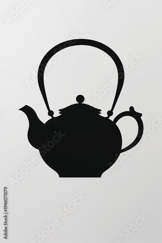 Black Teapot Silhouette on Light Background