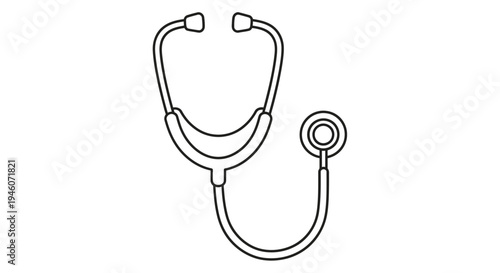 Simple line drawing of a stethoscope a common medical instrument