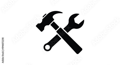 A crossed hammer and wrench icon against a plain white background