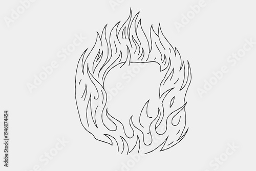 Outline flame doodle vector image	