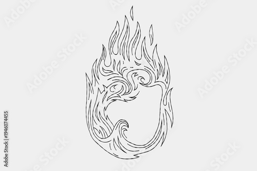Outline flame doodle vector image	