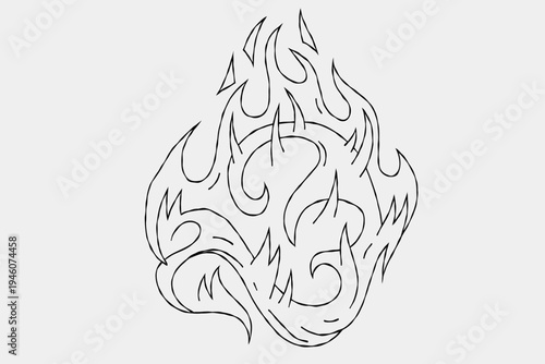 Outline flame doodle vector image	
