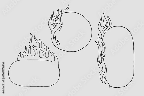 Outline flame doodle vector image	