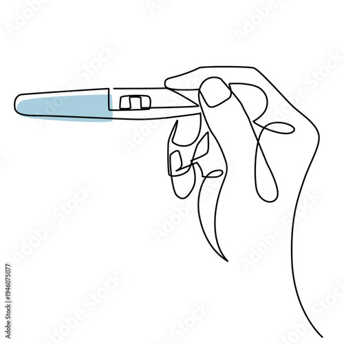 Hand Holding Pregnancy Test Pack one line drawing. Hand Holding Pregnancy Test Pack single line illustration. Hand Holding Pregnancy Test Pack minimalist line art