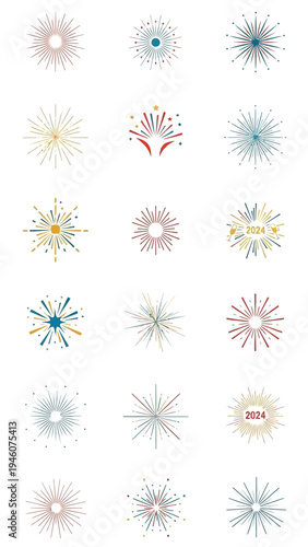 Collection of Festive Starburst and Firework Graphics for Celebrations