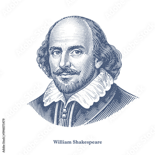 Canvastavla Engraving portrait of William Shakespeare