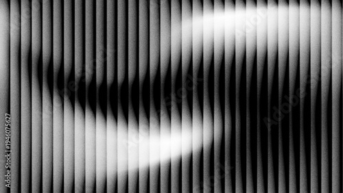 Abstract monochrome wavy black gradient background with vertical ribbed and reeded texture