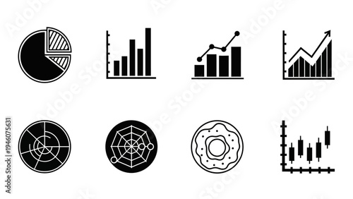 Collection of Diverse Business and Financial Data Visualization Icons