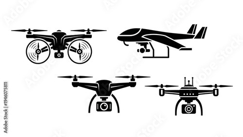 Collection of Drone and UAV Icons showcasing modern aerial technology for various applications
