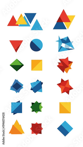 Collection of vibrant geometric abstract shapes and logos in various colors and forms Free Download Collection of vibrant geometric abstract shapes and logos in various colors and forms - GFXLoad