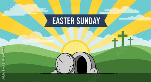 Easter Sunday Sunrise Empty Tomb Resurrection Christian Holiday Celebration