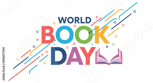 World Book Day colorful typography vector illustration