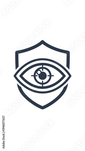 Iconic symbol of eye within a shield representing security and surveillance technology advancement