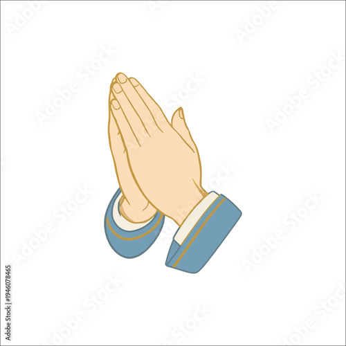 Hand drawn folded praying hands illustration