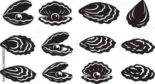 Oyster shell silhouette vector