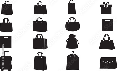  Shopping bags collection silhouette vector