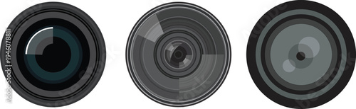 Digital camera lens elements photography technology vector icons