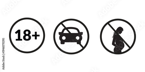 No pregnant women and 18 plus signs  driving prohibited traffic signs