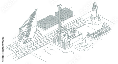 Industrial port infrastructure vector illustration