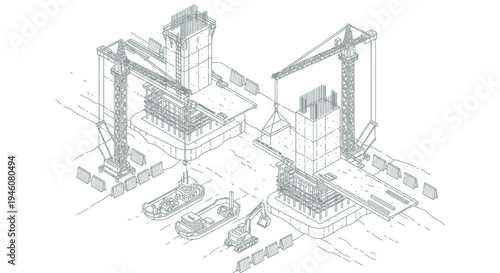 Industrial construction site vector illustration
